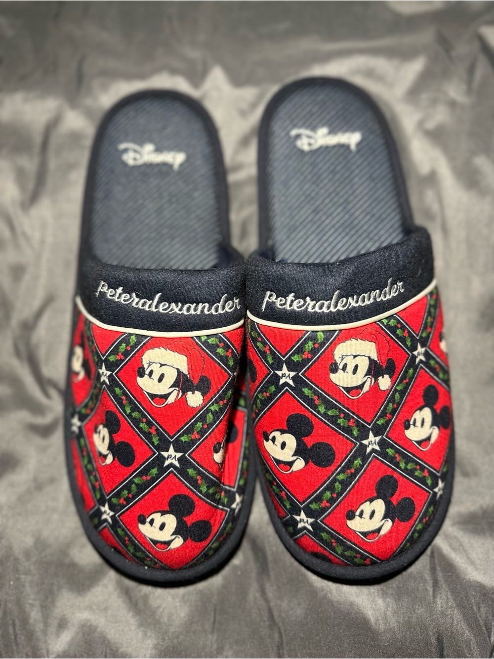 Peter Alexander Red & Black Mickey Mouse Holiday Slip-On Slippers